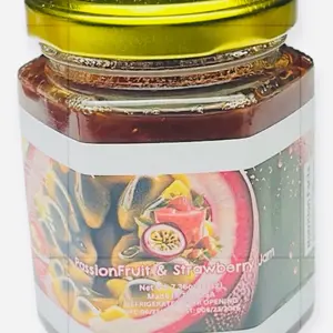 PassionFruit & Strawberry Jam 7.36 oz Jar Made in USA Sweet Fruit Spread Refrigerate After Opening Rich Blend of Flavors