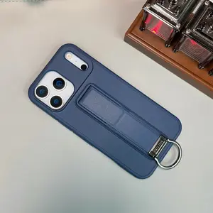 Luxury Portable Metal Finger Ring Kickstand Phone Case For iPhone 17 Air 16 15 14 Plus 13 Pro Max Silicone Shockproof Bcak Cover