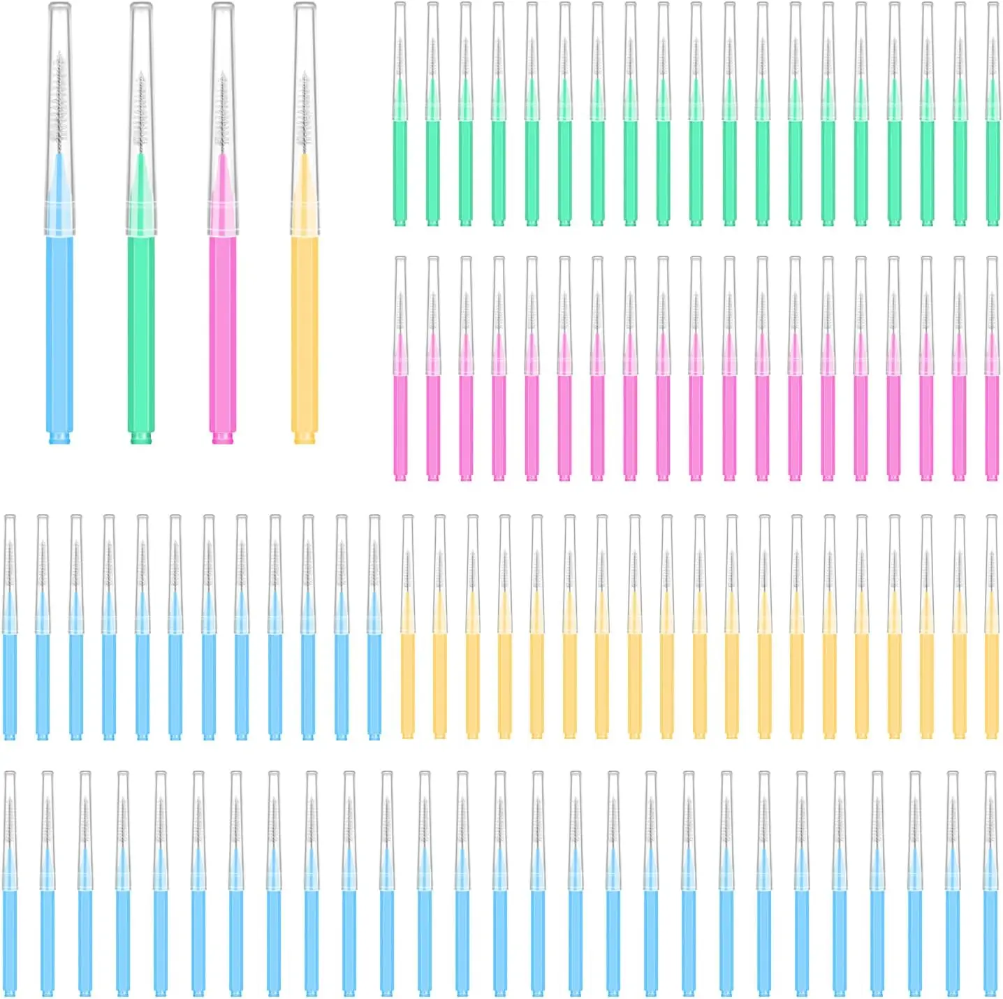 100PCS Interdental Brushes Between Teeth for Braces, Flossers Brush Cleaner, Orthodontic Flossers for Braces Cleaning Kit, Dental Teeth Cleaning Tools (Bright Colors, Multiple Sizes