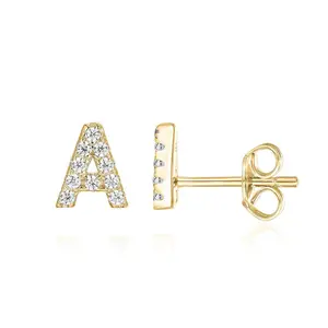 Personalized Initial Stud Earrings – 14K Gold Letter Studs