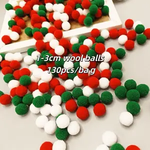 Red Green White Colourful Wool felt balls For DIY Christmas Tree Bulk Chunky Handmade Blanket Christmas Gift 130pcs mixed (1-3cm)size and color wool balls per bag