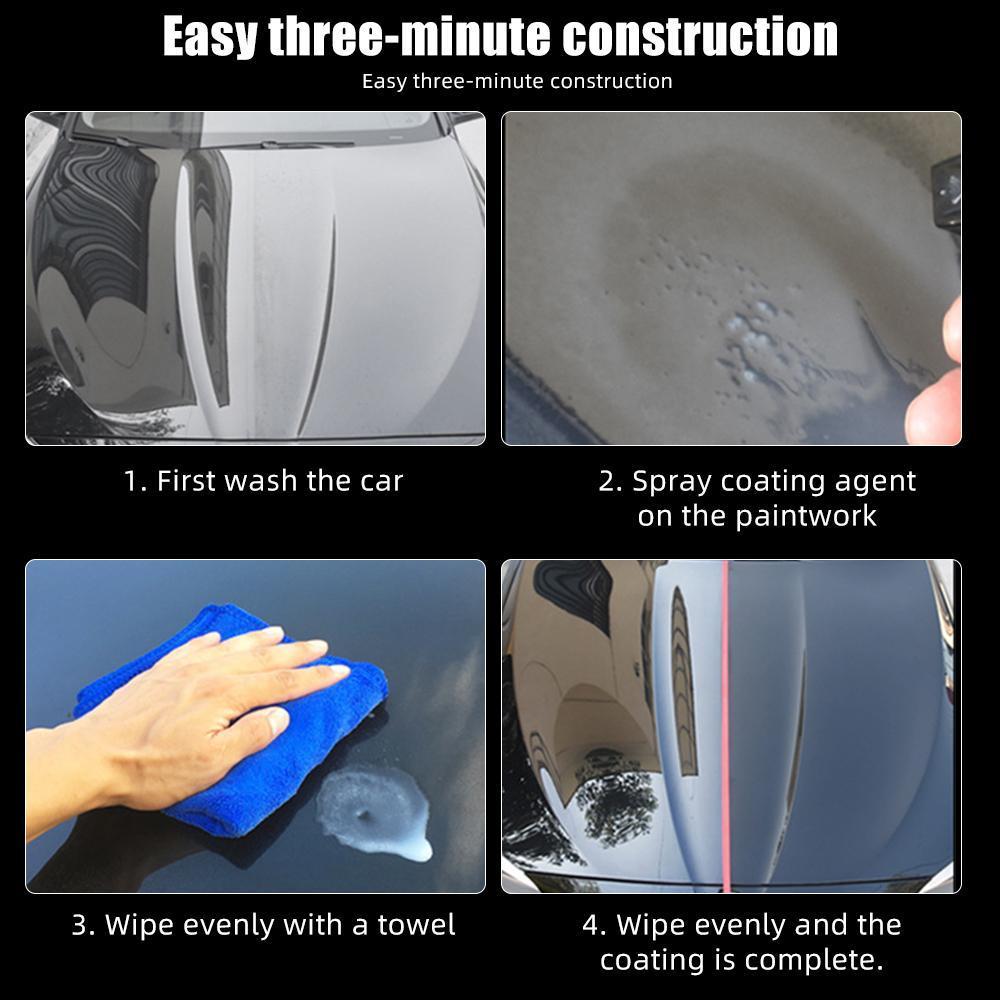 3 in 1 Ceramic Coating - Waterless Car Wash & Wax - Car Wax Polish Spray - Hydrophobic Top Coat - Polish & Polymer Paint Sealant Protection