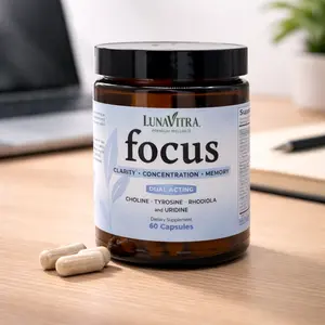 LunaVitra Focus – Caffeine-Free Supplement for Clarity, Concentration & Memory, 60 Capsules