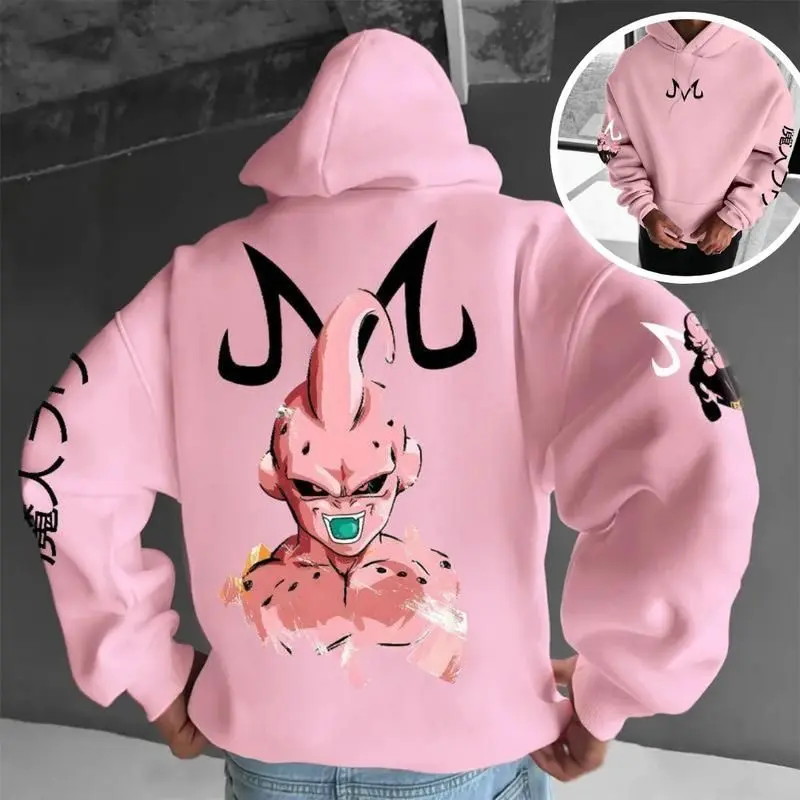 Anime Majin Buu Printed Hoodie, Manga Hoodie For Men, Gift For Anime Lovers ,Gift For Him, Gift For Her Cotton Menswear