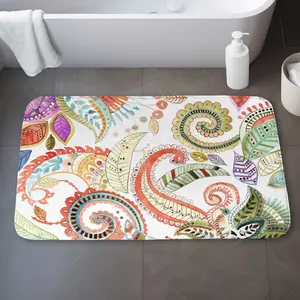 Begin Home Decor C1BM21340KXVC6 21 x 34 in. Watercolor Paisley Floral Bath Mat - Shapes Patterns Decor