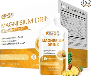 Magnesium Drink Mix with Vitamin & Zinc | Calming Support & Focus | Pineapple Flavor | 10 Pack