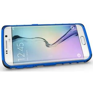 NAKEDCELLPHONE'S BLUE GRENADE GRIP RUGGED TPU SKIN HARD CASE COVER STAND FOR SAMSUNG GALAXY S6 EDGE SM-G925 PHONE