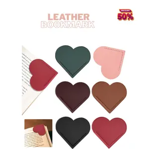 6 Pcs Leather Heart Bookmarks, Bookmarks for Women, Cute Heart Bookmark Corner, Book Marks for Teachers Students School Office Home Supplies
