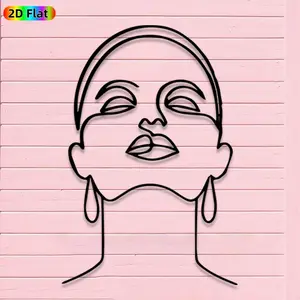 1pc Minimalist Woman Face with Earrings Metal Wall Art, Minimalist Woman Face with Earrings Statue Mural, Iron Craft, Perfect for Living Room, Lounge, Outdoor Space Decor,  Artistic Metalwork, New Year Decor, Ideal Gift for Art Enthusiasts