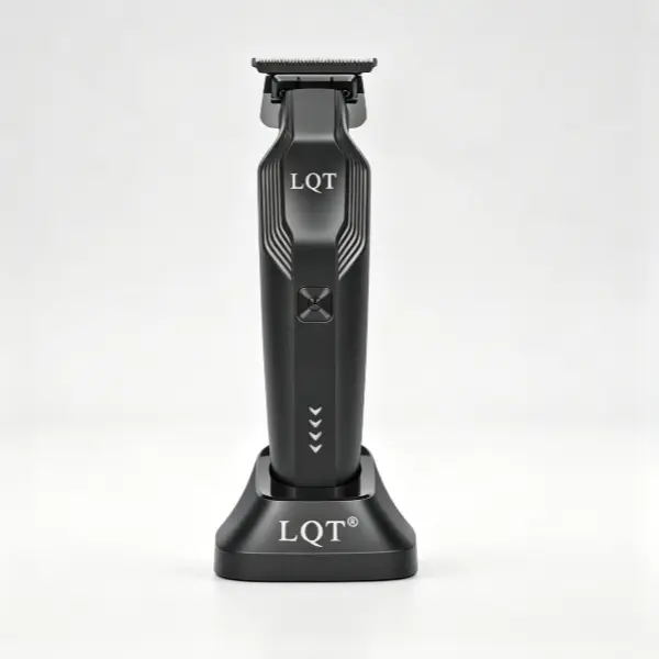 LQT Matte Black 0-Gap T-Blade Hair Trimmer with Magnetic Charging Dock, Cordless USB Rechargeable Detail Edger Clipper, Professional Salon Hairline & Beard Outlining Grooming Tool for Men Barbers Home Use