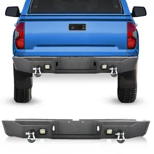 Nilight 2007-2010 2011 2012 2013 Toyota Tundra Rear Step Bumper Full Width Textured Black Solid Steel Off-Road with 2Pcs Upgraded 18W LED Lights D-Rings