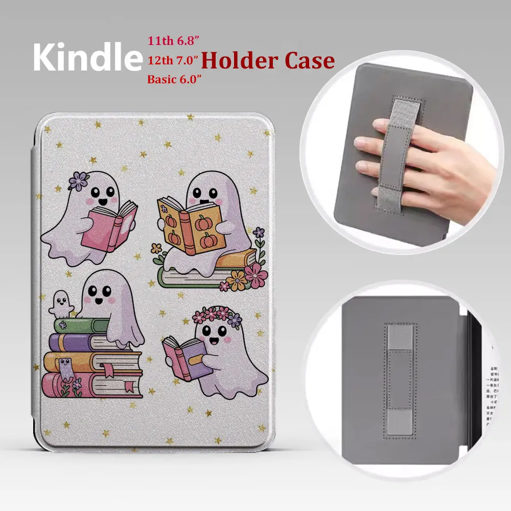 Kindle Case | Holloween Kindle Paperwhite Case | Spooky Ghost Tablet Covers,Auto-Sleep/Wake,Clear Soft Back PU leather E-reader Tablet Protection Casing Protective Cover
