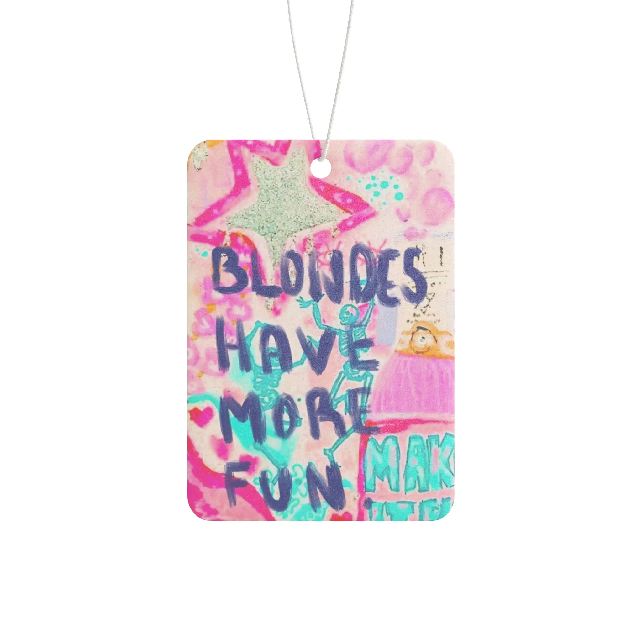3pcs Rainbow Summer Blondes Have More Fun Pink Preppy Collage Car Air Freshener Hanging Car Decoration