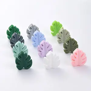 An 20Pcs Baby Teether Silicone Focus Bead Leaf Shaped Teething Beads For DIY Handmade Jewelry Accessories Pacifier Chain Clip
