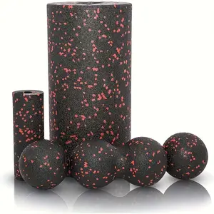 5-piece High-Density Foam Roller Set, Suitable for Muscle Massage, Physical Therapy, Pilates, and Yoga - Includes Back Roller, Foot Massage Ball, and Peanut Ball, Portable Exercise Accessories
