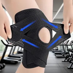 Adjustable Plus Size Knee Brace Air Mesh Fabric Side Stabilizers Ultra Soft Compression Support for Running Sports Arthritis ACL Meniscus Tear Patellar Belt Patella Band