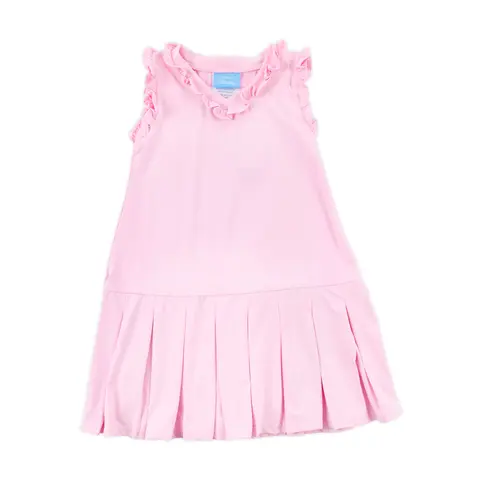 Light Pink Ruffle Tennis Dress - Sporty Girls' Performance Fit, Comes with Shorts, Casual Dresses