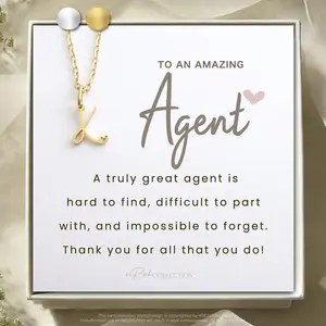 Agent Gift Initial Necklace Gift for Real Estate, Insurance, Talent, and Leasing Agents Appreciation Thank You Personalized for Female Agent