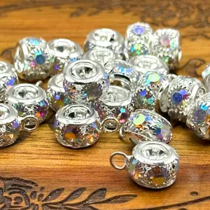 Elegant Rhinestone Spacer Beads/Bail Beads to Hang Charms on Pens Set of 2