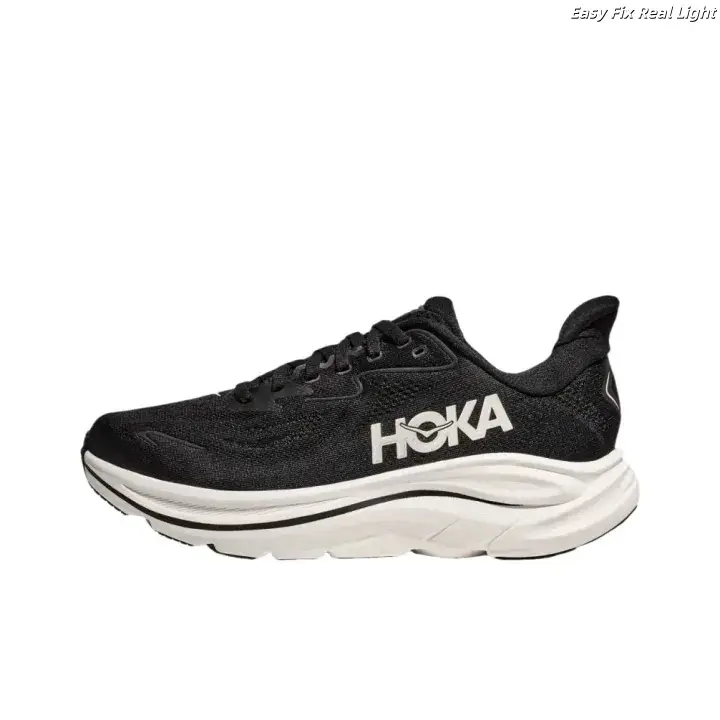 Brand New Original Box Unisex Black White Mesh Running Shoes Ultra Thick Wave Foam Cushion Non Slip Breathable Walking Gym Athletic Sneakers US Sizes 5-12