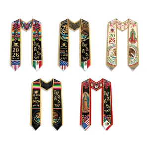Mexican Graduation Sash, Hispanic Mexican American Graduation Stole Class of 2026