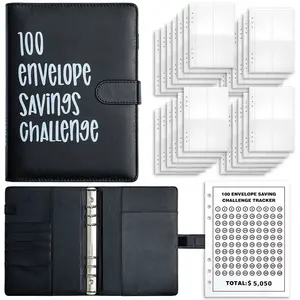 2026 New Model 100 Envelopes Money Saving Challenge with Cute Stickers, Money Saving Binder with Cash