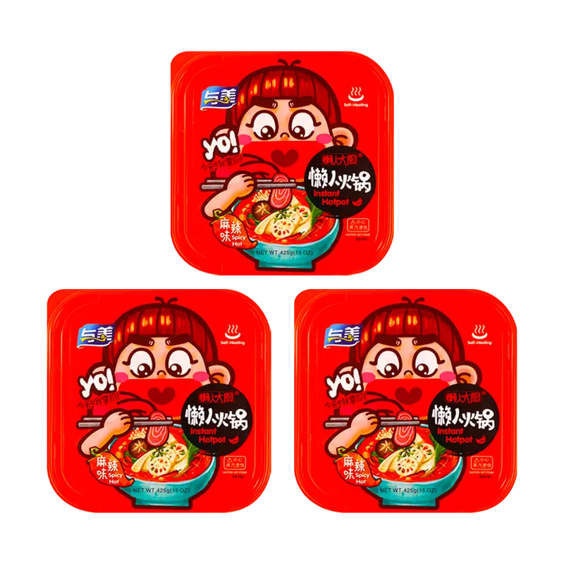 YUMEI Self-Heating Instant Hot Pot - Spicy Flavor, 15oz*3 Pack【Trending on TikTok】