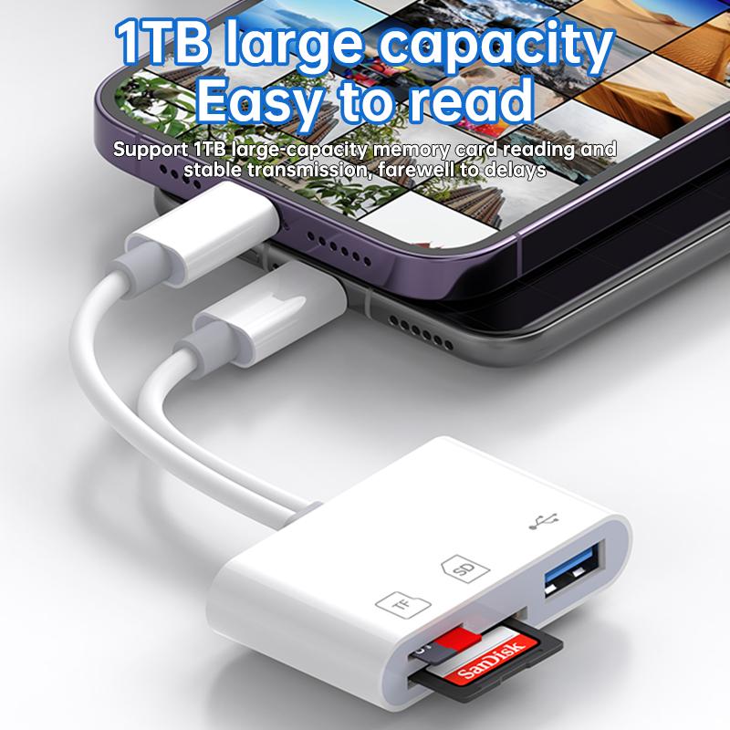 WESECUU SD Card Reader for iPhone, Digital Camera Adapter iPhone, Lightning to USB Adapter, 3 in 1 iPhone SD Card Reader, Camera Adapter to iPhone, Micro SD Card Adapter for iPhone 14/13/12/11/X/8/7/iPad