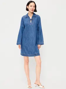Old Navy Women's Long-Sleeve Popover Jean Mini Dress Old Navy Women's Long-Sleeve Popover Jean Mini Dress