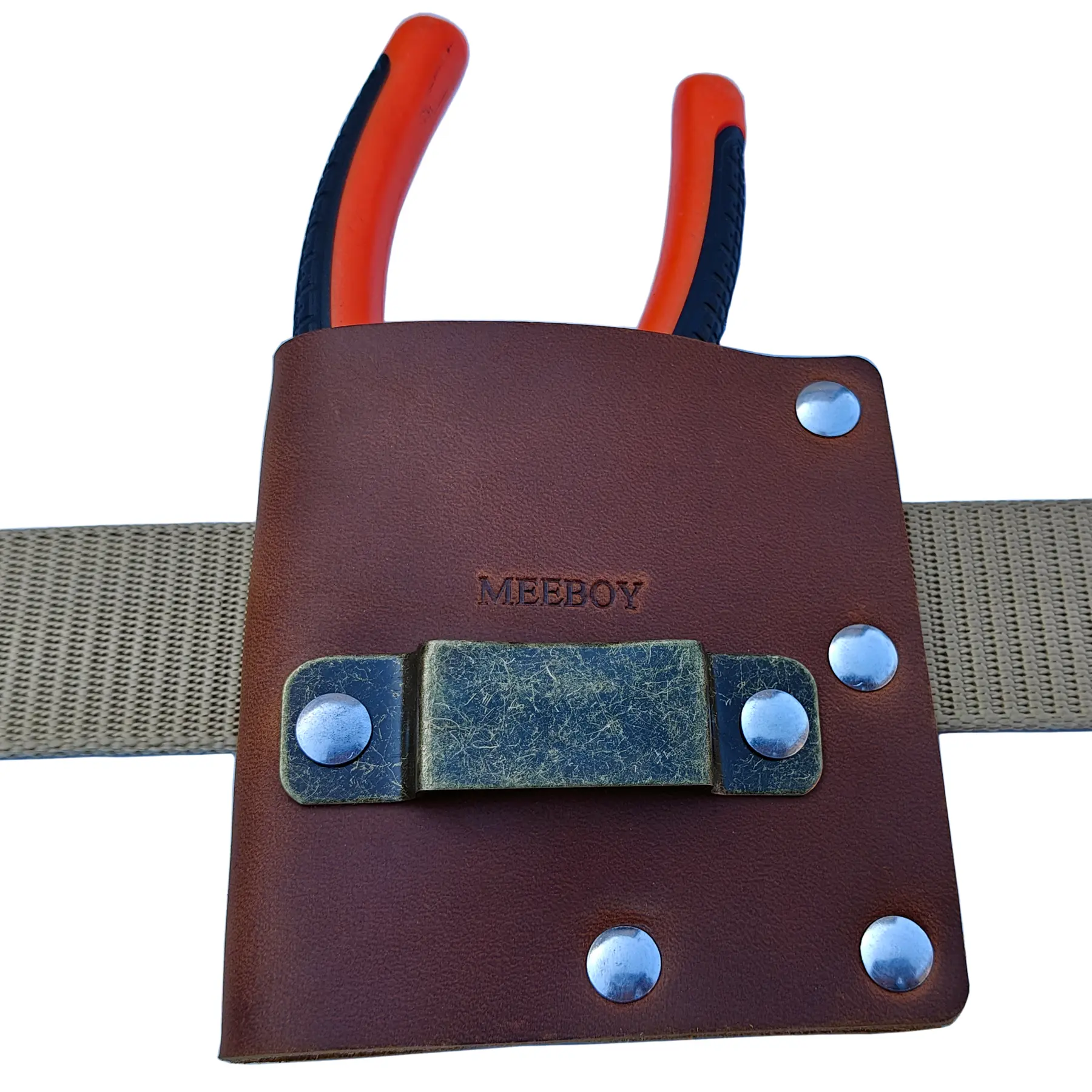 MEEBOY Practical Solid Leather Tape Measure Holster - Men's Compact Horizontal Tool Belt Bag with Belt Clip, Secure Fixing, Versatile Compatibility for Most Tape Measure Sizes and Types, Professional Work Accessories