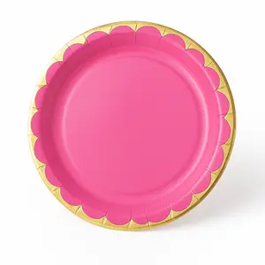 Bright Pink 6.75" Metallic Paper Plates Bright Pink 6.75" Metallic Paper Plates