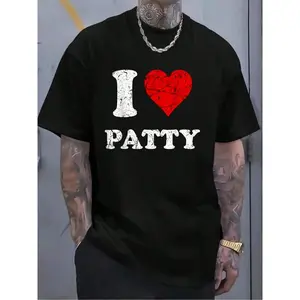 100% Cotton Distressed Grunge Worn Out Style I Love Patty T-Shirt Women's Men's Graphic Tee Crew Neck summer vacation Tops