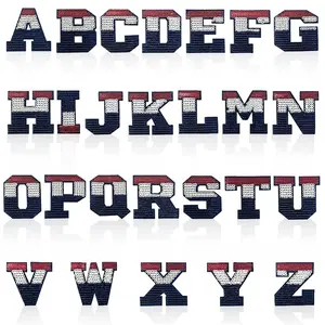 26 Piece Iron-On Rhinestone Alphabet Patches for Clothing, Themed Girl Patches, 26 Letters Available for Customization