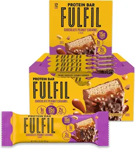 Protein Snack Bars, NEW Recipe Chocolate Peanut Caramel, 15g Protein, Pantry Staples, 12 Count, Packaging May Vary
