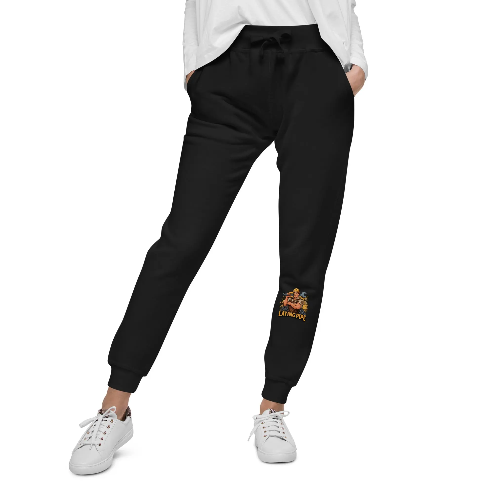 The Plumber “Laying Pipe” Unisex Fleece Sweatpants – Funny Plumber Workwear Pants