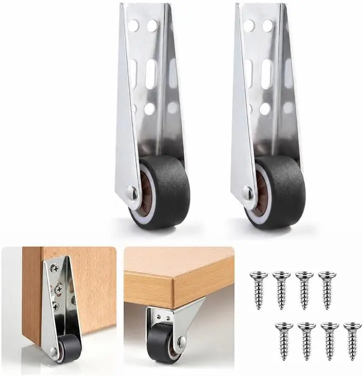 2 Pcs Vertical Track Roller Wheel, Heavy Duty 110LBS Sliding Door Bottom Guide, Anti-Wobble Door Stop, Nylon Wheel & Aluminum Bracket, Smooth Quiet Sliding