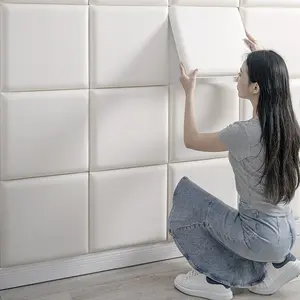 10pcs Self-Adhesive 3D Wall Panels, 35x35cm, Removable Soundproof Safety Padding, Leather-Like Surface, Waterproof & Durable