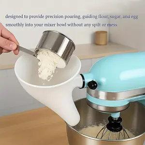 Mixer Flour Funnel - Heavy-Duty Plastic Stand Mixer Attachment with Easy-Pour Spill-Proof Design, Compatible with KSM150 & 5-Quart Tilt-Head Stand Mixers, Food-safe For Eggs, Flour
