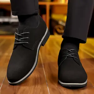 Lace-up Derby Shoes Dark Blue Suede Business & Casual Style Classic Modern Design for Multiple Occasions American Style Comfortable & Durable Footwear