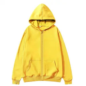 Best-selling unisex zip-up hoodie sweatshirt, plain version jacket, fleece-lined loose zip-up sweater