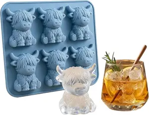 Mini Highland Cow Ice Cube Mold,3d Cute Silicone Ice Tray For Whiskey Cocktails Coffee