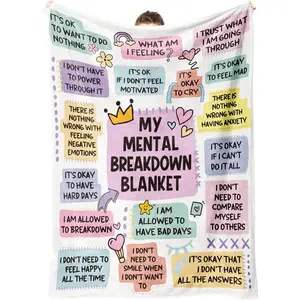 My Mental Breakdown Blanket, Emotional Anxiety Support Healing Blanket, Mental Health Awareness/Gifts for Women Men, Therapy/Counseling Office Must Haves/Decoration, Therapist Gifts