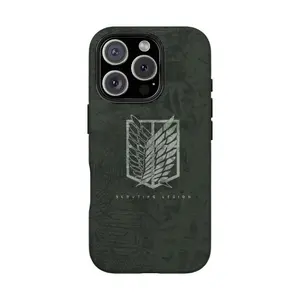 Attack on Titan Survey Corps Emblem Phone Case, Wings of Freedom HD Metal Plaque Cover Suitable for iPhone 17-11 Pro Max/Plus  Military Shockproof Anti-Drop Matte Cases
