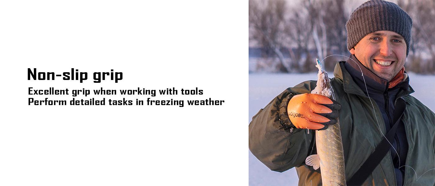 COOLJOB Waterproof Winter Freezer Gloves, Double Coated Rubber Safety Work Gloves(Orange)