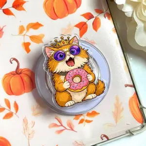 Funny Princess Donut MagSafe Phone Grip – Cute Crown Kitty Magnetic Pop Socket & Kickstand – Kawaii Dessert Phone Accessory Gift