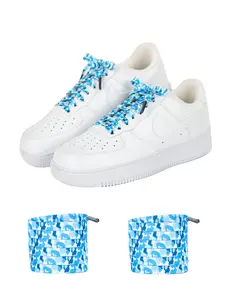 Metal Head Blue Camo Flat Wide Shoelaces, Casual Print Design, Suitable for Daily Wear & Sports, All Seasons Use, Footwear Lace