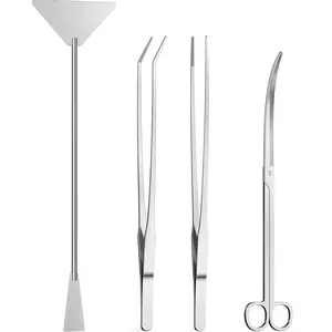 4Pcs Aquascaping Tools, Hello Glow Aquascape Kit, Long and Strong Aquarium Tweezers, Scissors, Algae Scraper, Aquarium Plant Tools, Fish Tank Plant Trimming Kit
