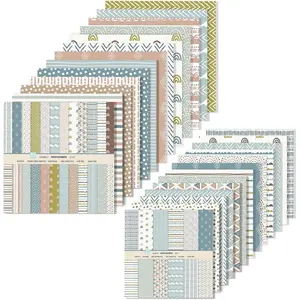 48 count Boho Scrapbook Paper, 12 Designs  Double-Sided  Paper Pack, Decorative Craft paper for Journaling Supplies DIY Card Making Album Decor, 12 x 12 Inch