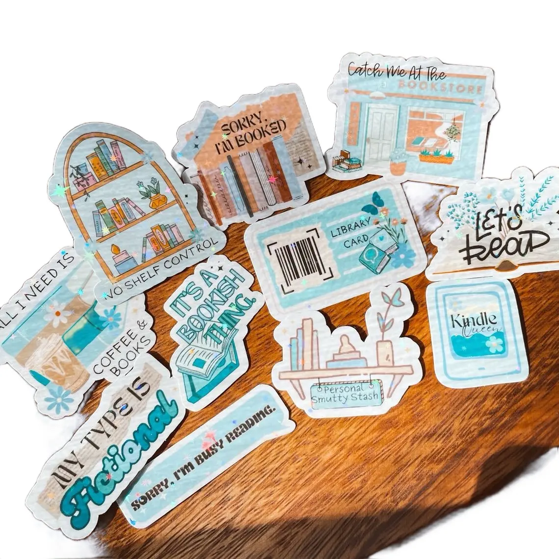 Blue Bookish Holographic Sticker Bundle Kindle Stickers
