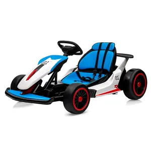 Blue and white 24V Electric Go Kart for Kids, Dual 200W Motors Drift Kart, 8.1MPH Max Speed, Large Battery, Music, Horn, Ride-On Racing Toys for Boys & Girls